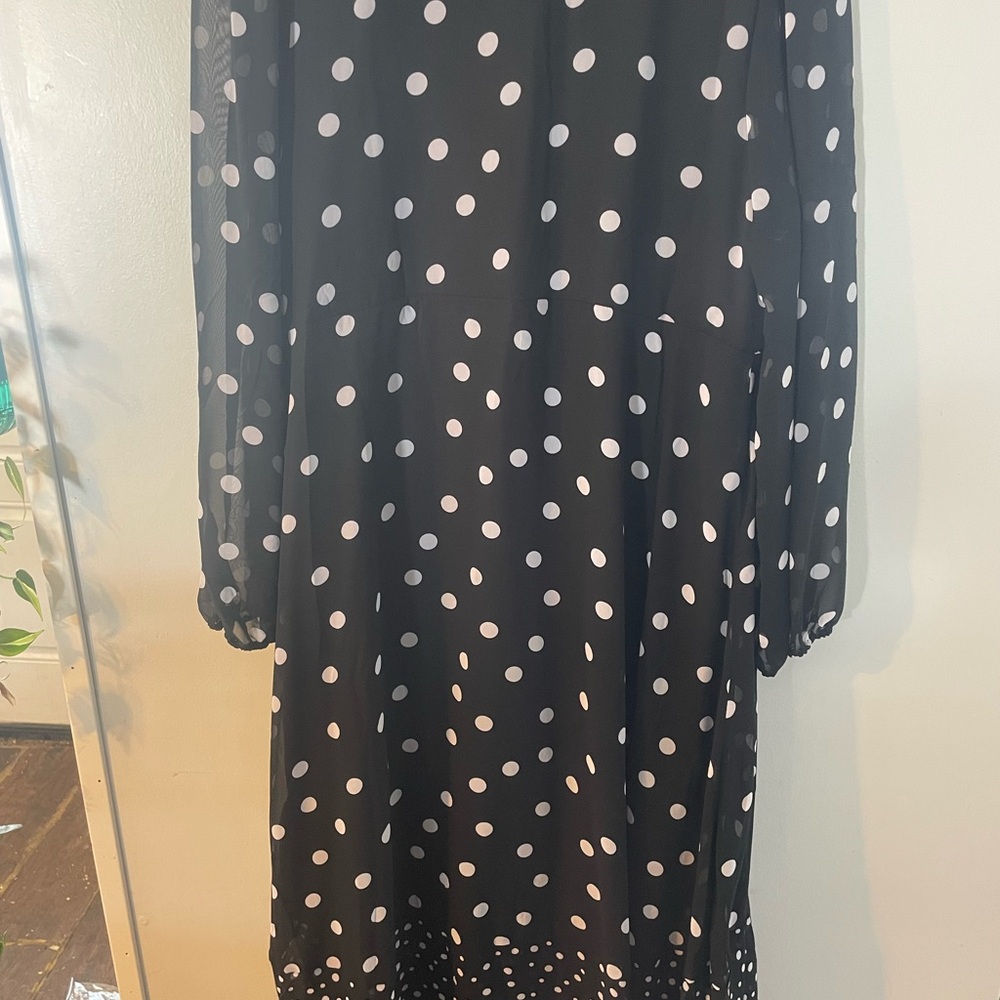 Kohl's Black and White Polka Dot Long Sleeve Dress